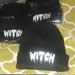 "Witch" black beanie white embroidered letters New
